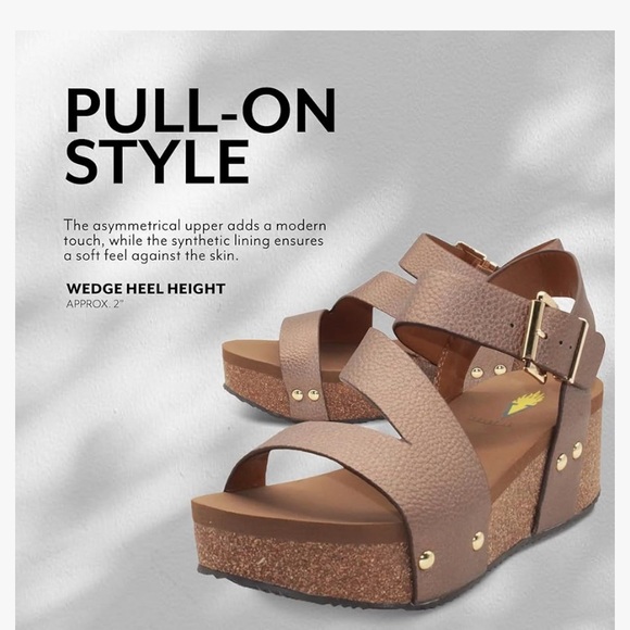 Volatile Biloxi Bronze Size 8 Sandals Foam Over Cork Sole Brass Nailhead GUC - Picture 3 of 15